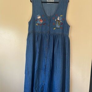Fall Embroidered Denim Women’s Dress